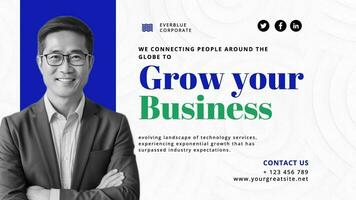 company ads with blue and green social media template
