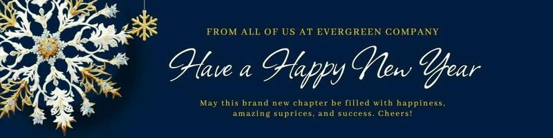 company new year banner social media in blue and gold snowflakes template