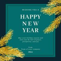 new year greeting with green and gold post template