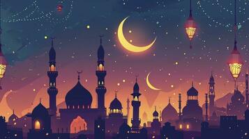 AI generated Flat design ramadan kareem background photo