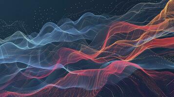 AI generated The abstract wave is made in a frame style. Template for science and technology presentation photo