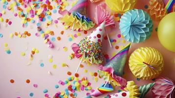 AI generated Colorful birthday or carnival background photo