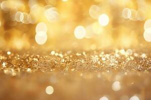 AI generated Golden Christmas bokeh background photo