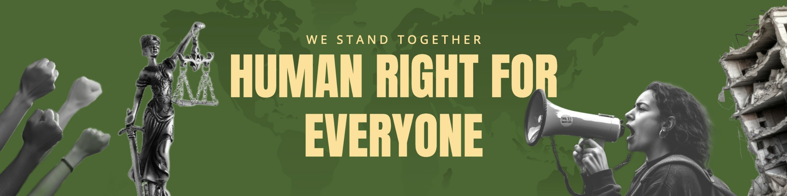 human right social media banner in green and yellow