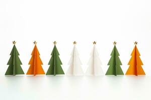 AI generated Christmas tree in paper style on white background photo