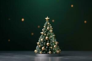 AI generated Small beautifully decorated christmas tree photo