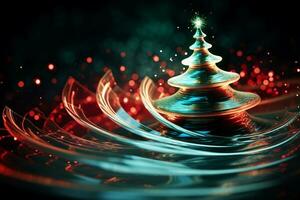 AI generated Christmas tree concept made of light trail technology concept photo