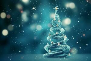 AI generated Blue Christmas tree made up with DNA structure health concept bokeh blurred background copy space photo