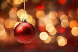 AI generated babbles hanging on the Christmas tree bokeh background photo