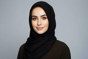 AI generated Portrait of a beautiful Muslim woman wearing hijab on isolated background generative AI photo