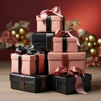 AI generated pile of gift box photo