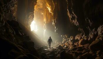 ai generado revelando misterios en el lo más hondo de espeleología foto