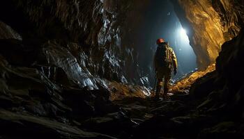 ai generado revelando misterios en el lo más hondo de espeleología foto