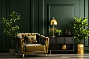 AI generated 3d rendered Minimal style Modern living room interior design with sofa photo