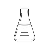 mano dibujado niños dibujo dibujos animados vector ilustración erlenmeyer matraz icono aislado en blanco