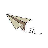 Kids drawing cartoon Vector illustration cute paper plane icon Isolated on White