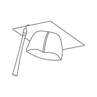 Hand drawn Kids drawing cartoon Vector illustration graduation hat icon Isolated on White