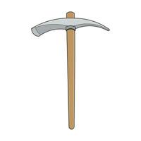 Kids drawing Cartoon Vector illustration pickaxe axe icon Isolated on White Background