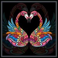Colorful Flamingo bird mandala arts. vector