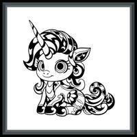 Cute Unicorn tribal tattoo mandala arts. vector