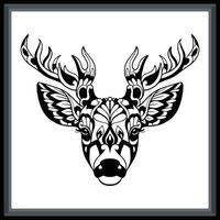 ciervo cabeza tribal tatuaje mandala letras. vector