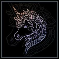 Gradient Colorful Unicorn head mandala arts. vector