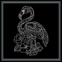 Flamingo bird mandala arts isolated on black background. vector