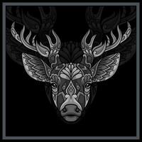 Monochrome Deer head mandala arts. vector