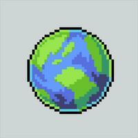 Pixel art illustration Earth Planet. Pixelated Earth. Planet Earth pixelated for the pixel art game and icon for website and video game. old school retro. vector