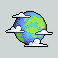 Pixel art illustration Earth Planet. Pixelated Earth. Planet Earth pixelated for the pixel art game and icon for website and video game. old school retro. vector