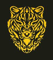 illustration vector graphic of design tribal art golden tiger head with abstract shapes