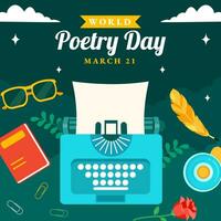 Poetry Day Social Media Illustration Flat Cartoon Hand Drawn Templates Background vector