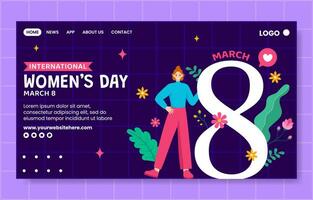 Women's Day Social Media Landing Page Cartoon Hand Drawn Templates Background Illustration vector