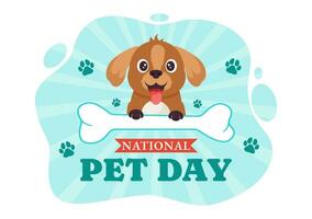 National Pet Day Vector Illustration on April 11 with Cute Pets of Cats and Dogs for Celebrate your Animal Companion in Flat Cartoon Background