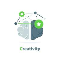 Left and right hemisphere of human brain,flat design icon vector illustration
