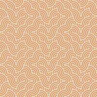 Seamless abstract geometric orange japanese overlapping circles lines and waves pattern vector