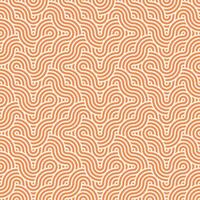 Seamless abstract geometric orange japanese overlapping circles lines and waves pattern vector