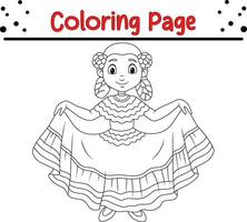 Coloring page girl dancing vector