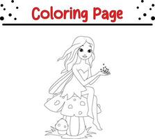 cute fairy coloring page blows stars vector