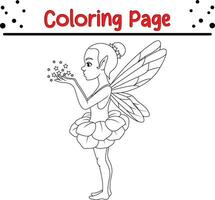 cute fairy coloring page blows stars vector