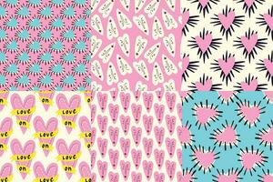 Bright and cool funny patterns for Valentine's Day. Seamless pattern with cool playful love hearts vector