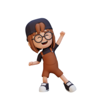 3D cute girl in happy pose png