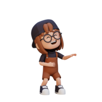 3D cute girl laughing png