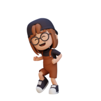 3D cute girl happy dancing png