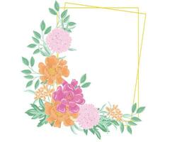Hand Drawn Pastel Rose and Hydrangea Flower Frame vector