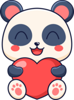 Cute Panda Hugging Heart Cartoon Illustration png