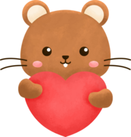 Mouse Animals Hug Valentine Heart Watercolor png