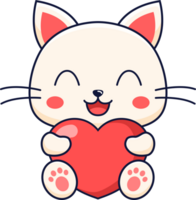 Cat Animals Hug Valentine Heart Illustration png