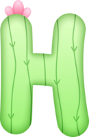 cactus alfabeto carino lettera h png