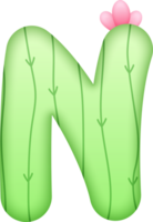 Cactus Alphabet Cute Letter N png